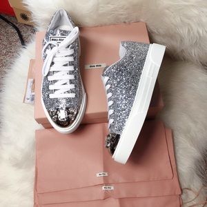 ❤️SOLD❤️new MIU MIU glitter crystal sneaker 40